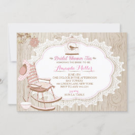 Rustic Wood Bruids Tea Party Uitnodigingen