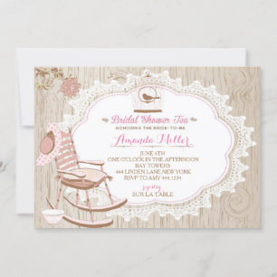 Rustic Wood Bruids Tea Party Uitnodigingen