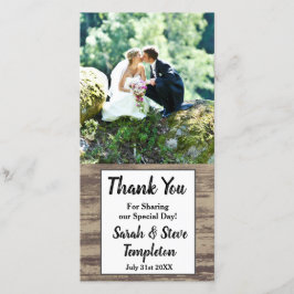 Rustic Wood bruiloft foto Dank u Bedankkaart