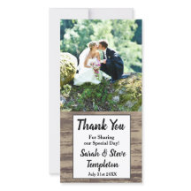 Rustic Wood bruiloft foto Dank u