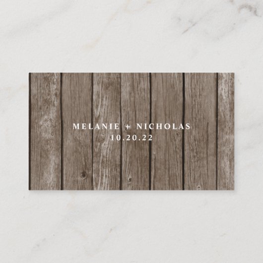 Rustic Wood bruiloft Rsvp Informatiekaartje (Achterkant)