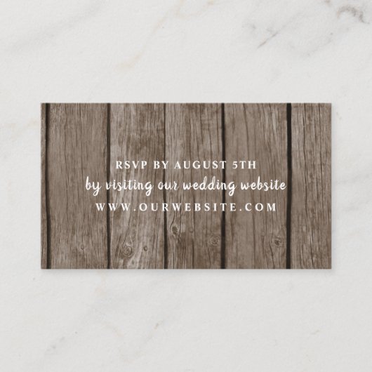 Rustic Wood bruiloft Rsvp Informatiekaartje (Voorkant)