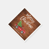 Rustic Wood Brush Script Kerstmis  Truck Servet (Hoek)