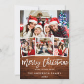 Rustic Wood Brush Script Star 4 Kerstmis foto Feestdagenkaart (Voorkant)