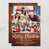 Rustic Wood Brush Script Star 4 Kerstmis foto Feestdagenkaart (Voorkant / Achterkant)