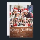 Rustic Wood Brush Script Star 4 Kerstmis foto Feestdagenkaart<br><div class="desc">Rustic Wood Brush Script Star 4 Fotoserie kerstkaart</div>