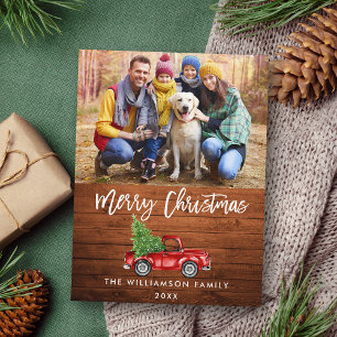 Rustic Wood Brush Script  Truck Kerstmis Briefkaart