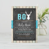 Rustic Wood Buck Boy Baby shower Uitnodiging (Staand voorkant)