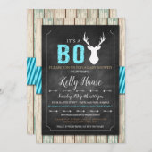 Rustic Wood Buck Boy Baby shower Uitnodiging (Voorkant / Achterkant)