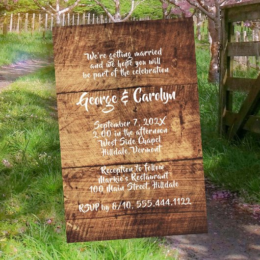 Rustic Wood Budget Wedding Ceremonie Uitnodigingen Flyer