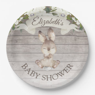 Rustic Wood Bunny Rabbit Custom Baby shower Papieren Bordje