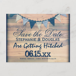 Rustic Wood Bunting Banner Save the Date Briefkaar Aankondigingskaart
