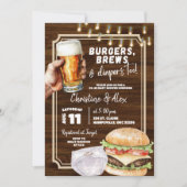 Rustic Wood Burger Brew en Luier te Baby shower Kaart (Voorkant)