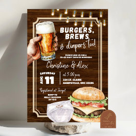 Rustic Wood Burger Brew en Luiers ook Baby Shower Kaart