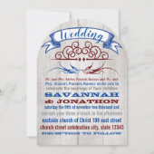 Rustic Wood Burgundy Blue  Lovebird Wedding Kaart (Voorkant)