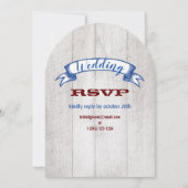 Rustic Wood Burgundy Blue  Lovebird Wedding Kaart (Achterkant)
