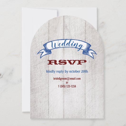 Rustic Wood Burgundy Blue  Lovebird Wedding Kaart (Achterkant)