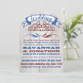 Rustic Wood Burgundy Blue  Lovebird Wedding Kaart (Staand voorkant)