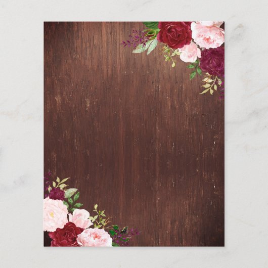 Rustic Wood Burgundy Blush Pink Rose Budget Jar Flyer (Achterkant)
