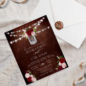 Rustic Wood Burgundy Blush Pink Rose Mason Jar Flyer