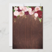 Rustic Wood Burgundy Blush Pink Rose Mason Jar Kaart (Achterkant)