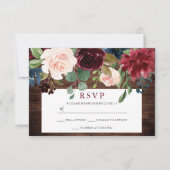 Rustic Wood Burgundy Country Weddenschap RSVP (Voorkant)