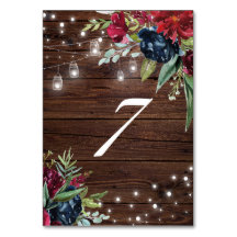 Rustic Wood Burgundy Floral Lights 7