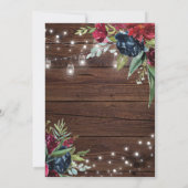 Rustic Wood Burgundy Floral Lights Vrijgezellenfee Kaart (Achterkant)