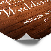 Rustic Wood Burgundy Floral Lights Weddenschap Wel Poster (Hoek)