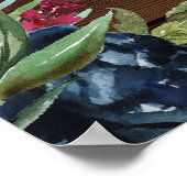 Rustic Wood Burgundy Floral Lights Weddenschap Wel Poster (Hoek)