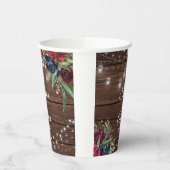 Rustic Wood Burgundy Floral Lights Wedding Papieren Bekers (Links)