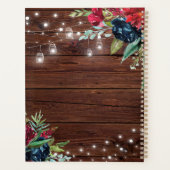 Rustic Wood Burgundy Floral Lights Wedding Planner (Achterkant)