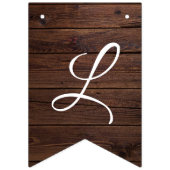 Rustic Wood Burgundy Floral Lights Wedding Vlaggetjes (Tweede vlag)