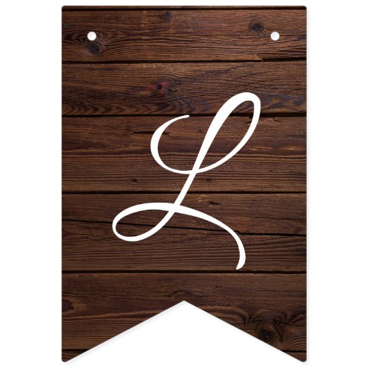 Rustic Wood Burgundy Floral Lights Wedding Vlaggetjes (Tweede vlag)