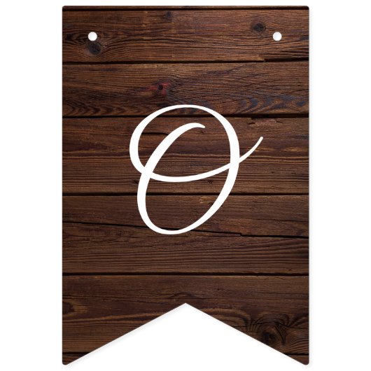 Rustic Wood Burgundy Floral Lights Wedding Vlaggetjes (Derde vlag)