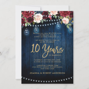 Rustic Wood Burgundy Floral Mason Jar Wedding Kaart