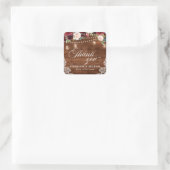 Rustic Wood Burgundy Floral Mason Jar Wedding Vierkante Sticker (Tas)