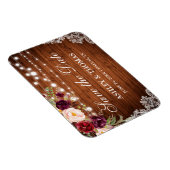 Rustic Wood Burgundy Floral Save the Date Magneet (Rechterzijde)