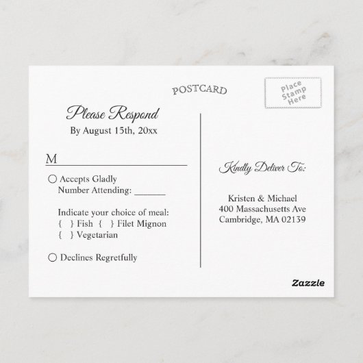 Rustic Wood Burgundy Floral Wedding RSVP Briefkaart (Achterkant)