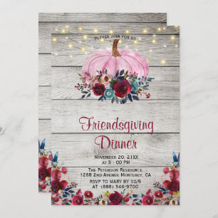 Rustic Wood Burgundy Friendsgiving Kaart