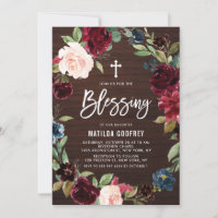 Rustic Wood Burgundy Herfst Floral Wreath Blessing