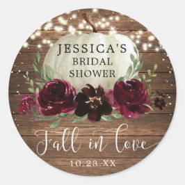 Rustic Wood Burgundy Pumpkin Hartelijk dank Ronde Sticker