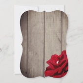 Rustic Wood Burgundy Red Floral Minimal Wedding Kaart (Achterkant)
