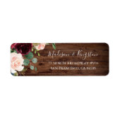 Rustic Wood Burgundy Red Wine Wedding Etiket (Voorkant)