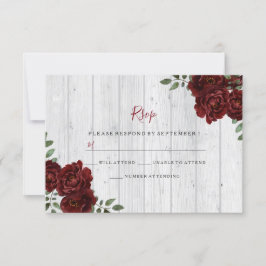 Rustic Wood Burgundy Roos Romantic Wedding RSVP