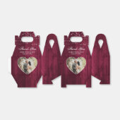 Rustic Wood Burgundy Weddenfoto Bedankdoosjes (Uitgevouwen)