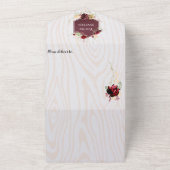 Rustic Wood Burgundy Wedding All In One Uitnodiging (Buitenkant)