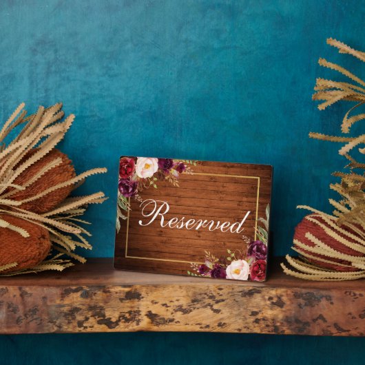 Rustic Wood Burgundy Wedding Gereserveerd 5x7 Tabe Fotoplaat (Zijkant)