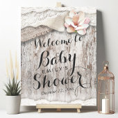 Rustic Wood Burlap Baby shower Welkomstteken Poster