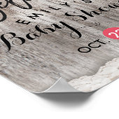 Rustic Wood Burlap Baby shower Welkomstteken Poster (Hoek)